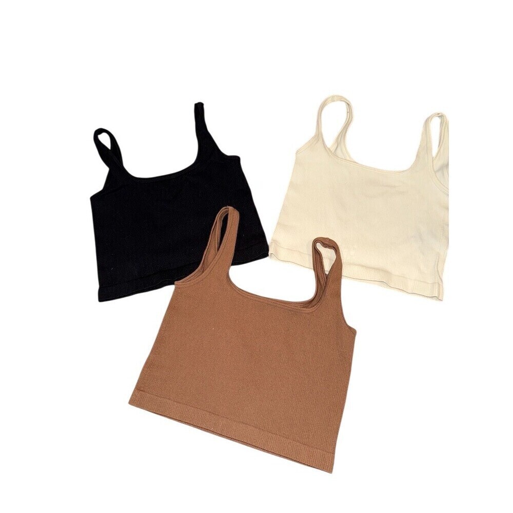 Tank Tops Womens Size S Set of 3 Square Neck Cropped